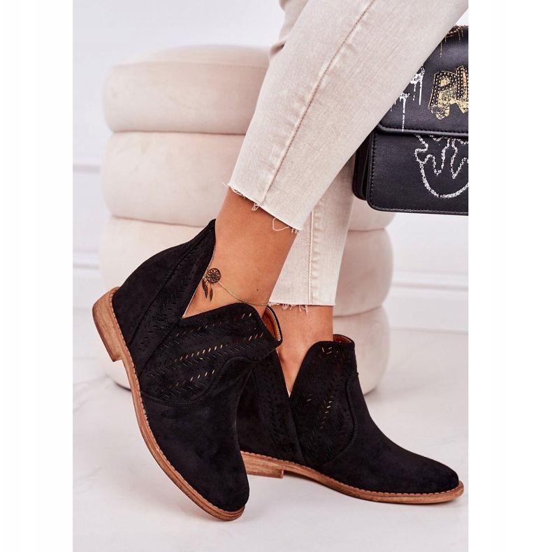 Botas de cunha pretas Melanie Openwork preto 2 Botas de cunha pretas Melanie Openwork preto 2