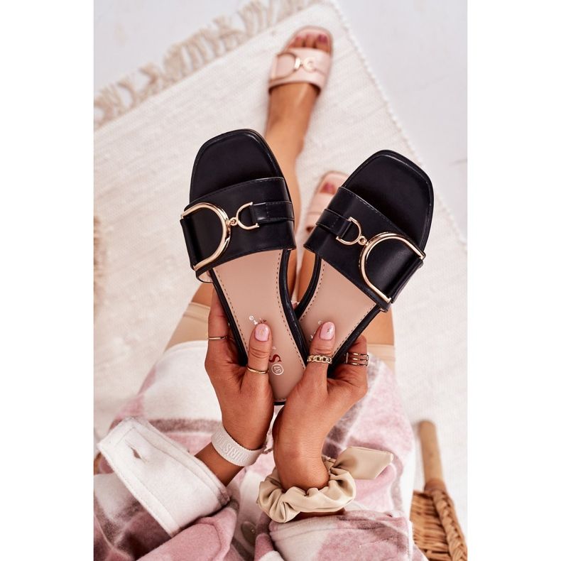 PS1 Elegantes chinelos pretos femininos Debbie 1