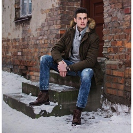 Mario Pala Botas masculinas com pele 312 marrom castanho 5