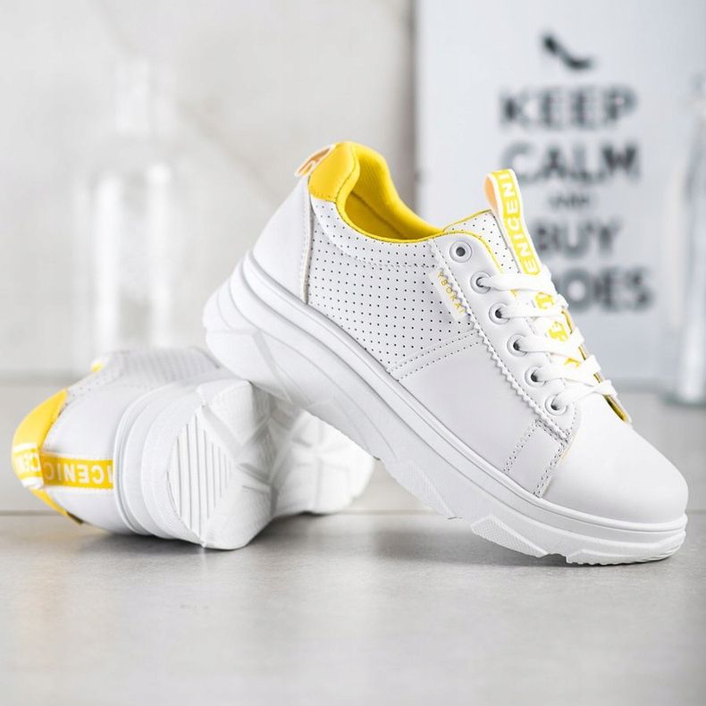 SHELOVET Tênis Na Bielej Platforme Nice branco amarelo 1
