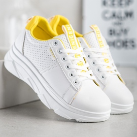 SHELOVET Tênis Na Bielej Platforme Nice branco amarelo 2