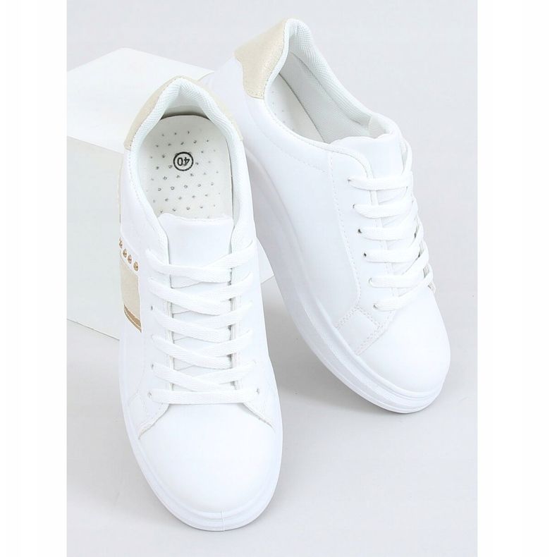 Tênis feminino branco LA129P bege 1
