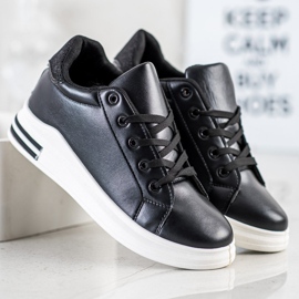 Diamantique Tênis cunha com brilho preto 1