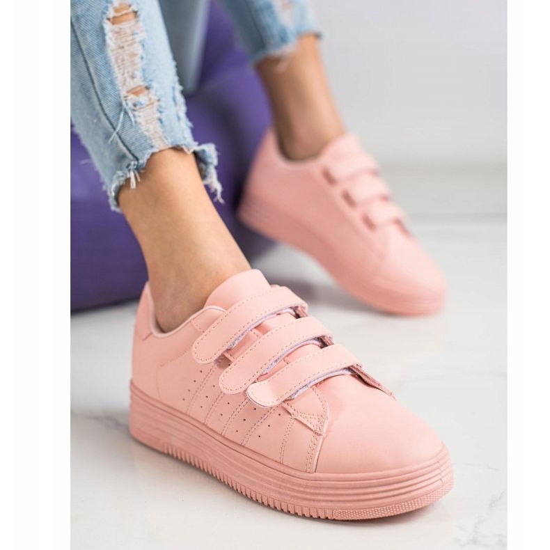 SHELOVET Tênis de velcro da moda rosa 1
