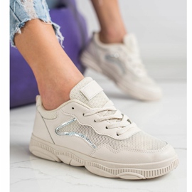 Ideal Shoes Tênis casual bege 2