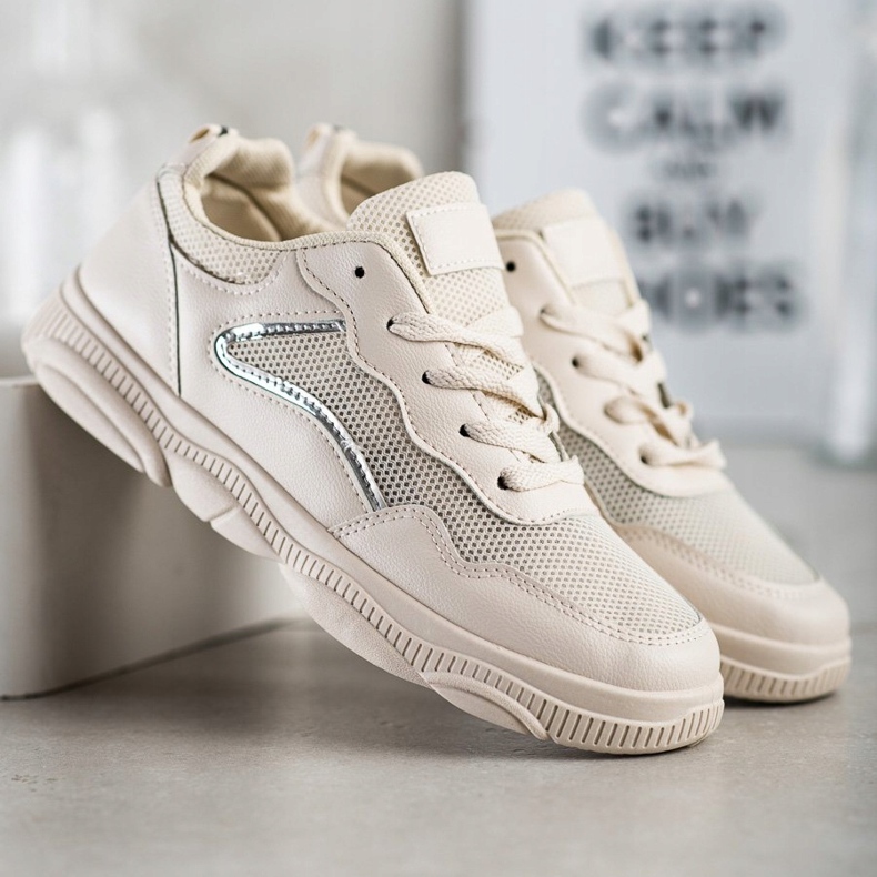 Ideal Shoes Tênis casual bege 1