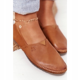 Bailarinas de couro feminino Maciejka vermelho 01930-52 castanho 2