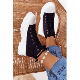 FB2 Tênis alto feminino com sola grande trissy preta preto 1