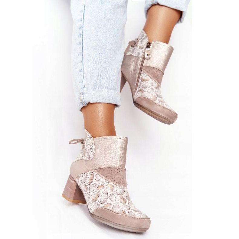 Botas de couro feminino com salto Maciejka Ouro Bege 03963-20 dourado 2 Botas de couro feminino com salto Maciejka Ouro Bege 03963-20 dourado 2