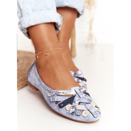 Bailarinas de couro feminino Maciejka Blue 01358-45 azul 1