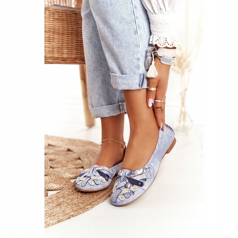 Bailarinas de couro feminino Maciejka Blue 01358-45 azul 2