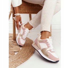 Tênis feminino esportivo bege com brocado Belinda multicolorido 2