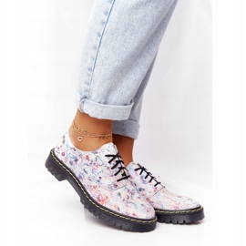 Sapatos femininos Oxfords Maciejka de couro branco com flores 04087-38 1