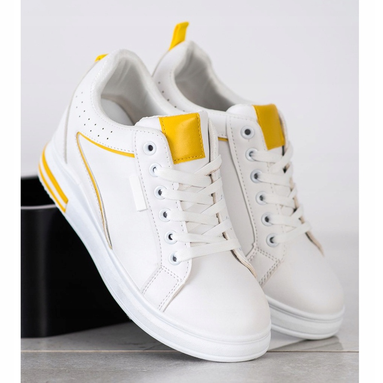 SHELOVET Sapatos Brancos Com Cunha Escondida 2 SHELOVET Sapatos Brancos Com Cunha Escondida 2