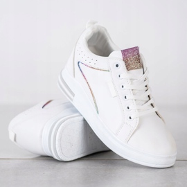 SHELOVET Sapatos Brancos Com Cunha Escondida 1 SHELOVET Sapatos Brancos Com Cunha Escondida 1