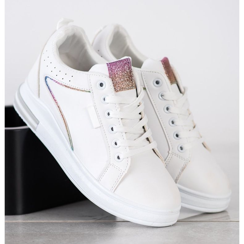 SHELOVET Sapatos Brancos Com Cunha Escondida 2 SHELOVET Sapatos Brancos Com Cunha Escondida 2