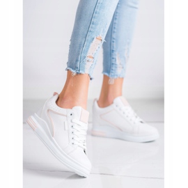 SHELOVET Sapatos Brancos Com Cunha Escondida 2