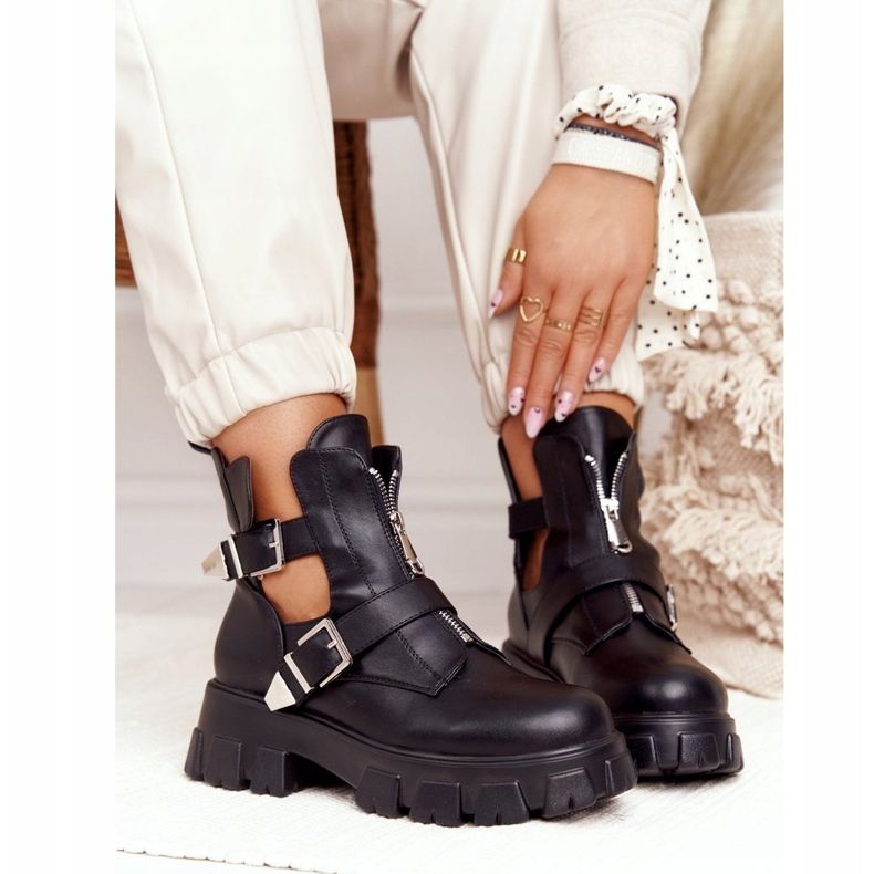FB2 Botas femininas, trabalhadoras na plataforma Black Cosmic Love preto 1