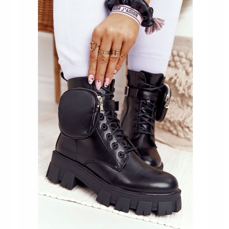 PS1 Botas de trabalhador negras na plataforma Sábado negro preto 2