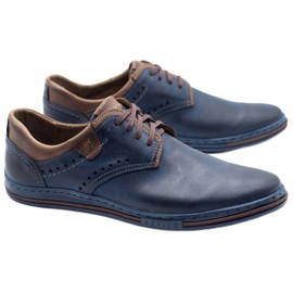 Polbut Sapatos masculinos casuais 402 azul marinho com marrom castanho 1