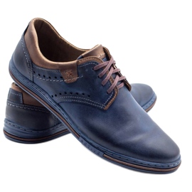 Polbut Sapatos masculinos casuais 402 azul marinho com marrom castanho 2