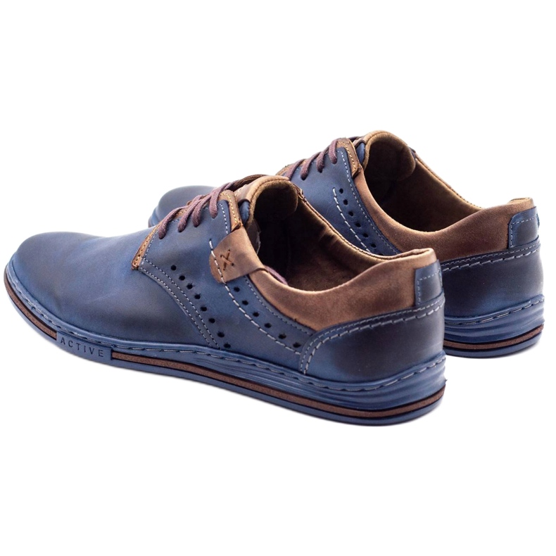 Polbut Sapatos masculinos casuais 402 azul marinho com marrom azul-marinho 4
