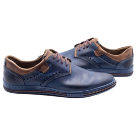 Polbut Sapatos masculinos casuais 402 azul marinho com marrom castanho 3