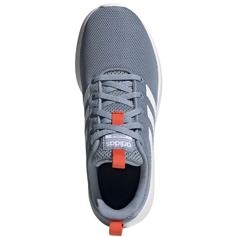 Tênis de corrida cinza Adidas Lite Racer Cln K FV9607 branco azul laranja 1