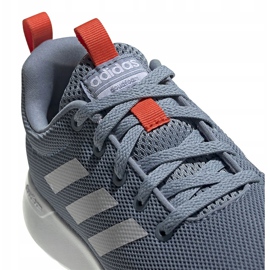 Tênis de corrida cinza Adidas Lite Racer Cln K FV9607 branco azul laranja 3