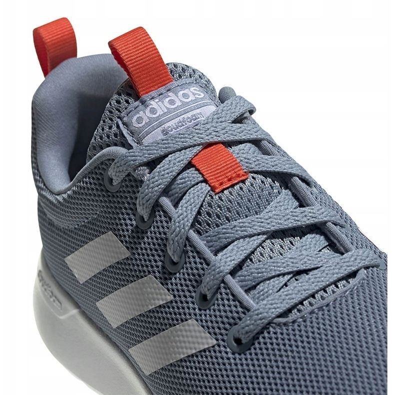 Tênis de corrida cinza Adidas Lite Racer Cln K FV9607 branco azul laranja 3