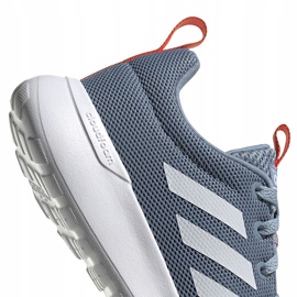 Tênis de corrida cinza Adidas Lite Racer Cln K FV9607 branco azul laranja 4