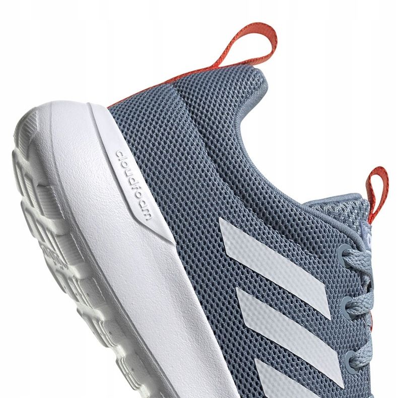 Tênis de corrida cinza Adidas Lite Racer Cln K FV9607 branco azul laranja 4