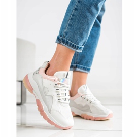 Ideal Shoes Tênis na plataforma rosa branco 1