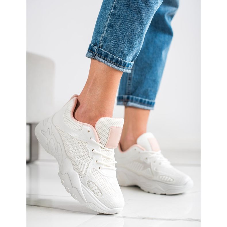 SHELOVET Tênis branco primavera rosa 1