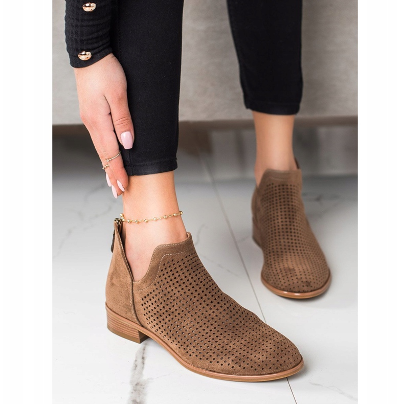 Botas de mola VINCEZA com orifícios marrom 2