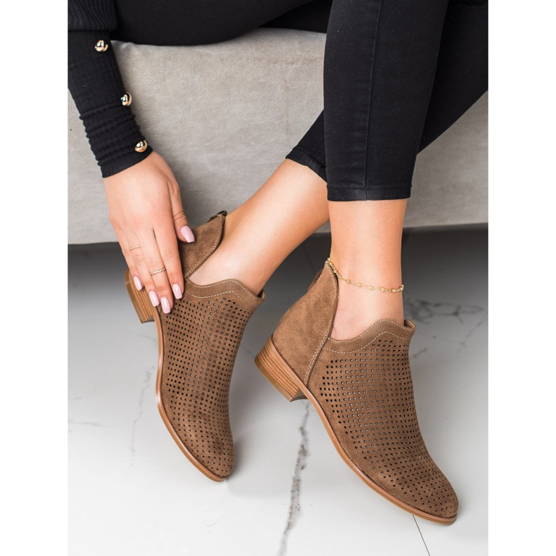 Botas de mola VINCEZA com orifícios castanho 1