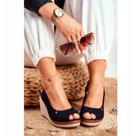 PS1 Sandálias Tommy Black Braided Wedge castanho preto 1