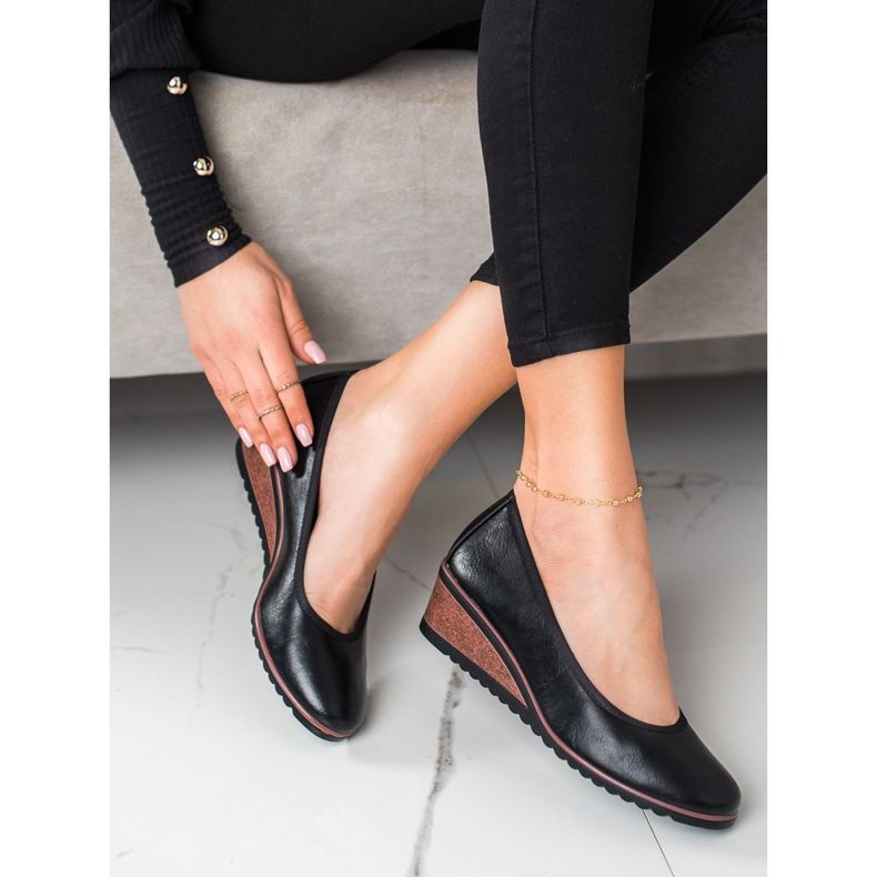 Bailarinas negras na cunha VINCEZA preto 1