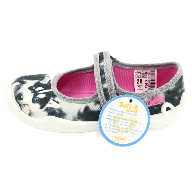 Flippers infantis de Befado 114x440 colorido com aplicação de cães branco 6