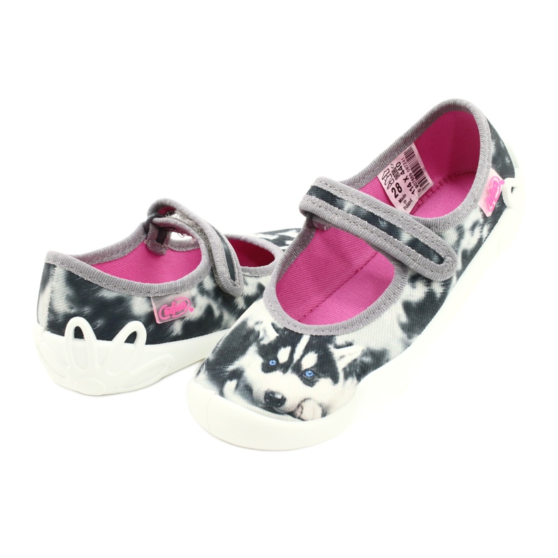 Flippers infantis de Befado 114x440 colorido com aplicação de cães branco 4