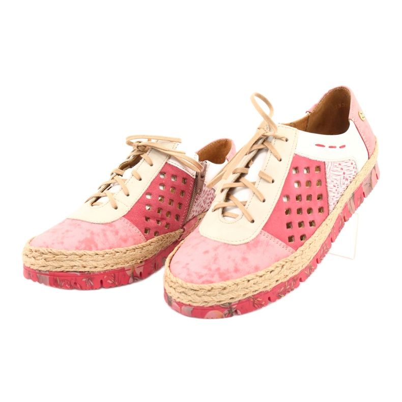 Sapatos de couro femininos Maciejka Coral 03339-43 bege branco vermelho rosa 5