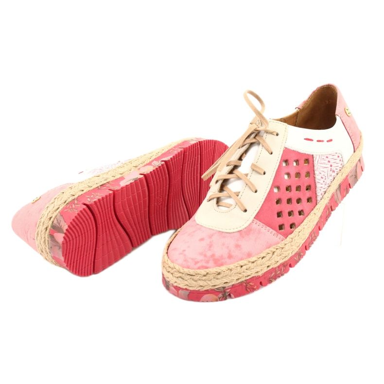 Sapatos de couro femininos Maciejka Coral 03339-43 bege branco vermelho rosa 6