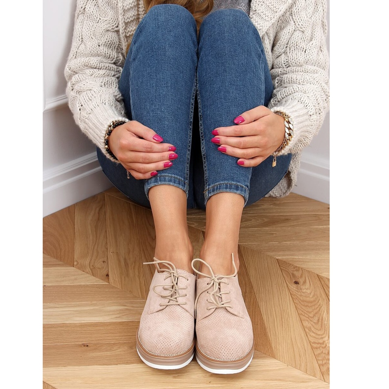 Mocassins femininos com cadarço bege 8988-45 bege 2