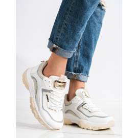 Ideal Shoes Tênis com inserção de brilho branco multicolorido 1