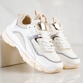 Ideal Shoes Tênis com inserção de brilho branco multicolorido 2