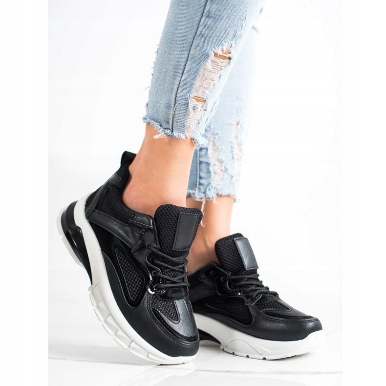 SHELOVET Tênis pretos na plataforma 2