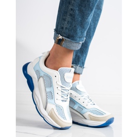 Via Giulia  Tênis Com Brilho Da Moda branco azul 1