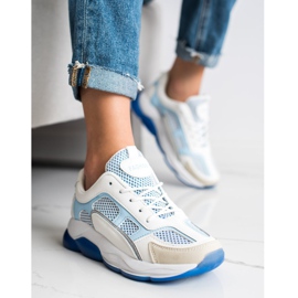 Via Giulia  Tênis Com Brilho Da Moda branco azul 2