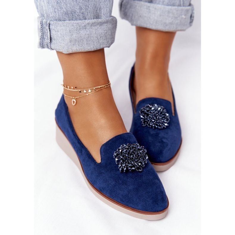 Sapatos elegantes em cunha Vinceza 10580 camurça azul marinho azul-marinho 2