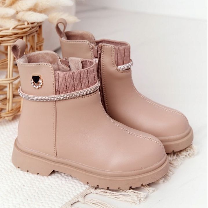Apawwa Botas infantis com lantejoulas caramelos bege 2 Apawwa Botas infantis com lantejoulas caramelos bege 2